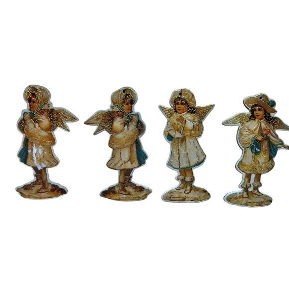 Set Of 4 Vintage Merrimack Publishing Co. Angel Ornaments 1981 - Picture 4 of 6